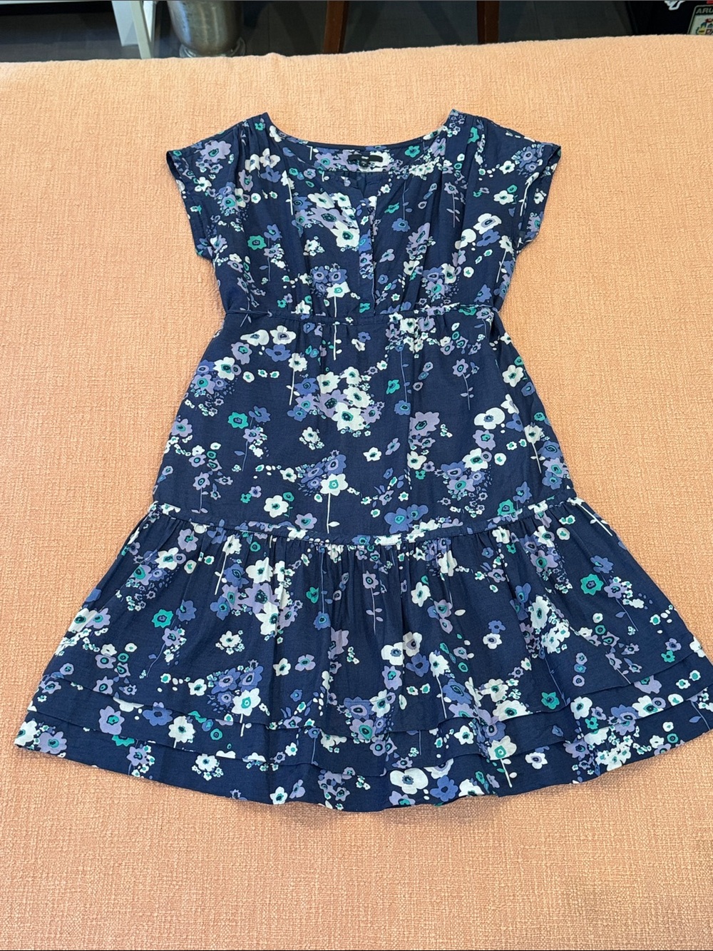 Lined wm’s Navy Floral Tiered Midi Dress